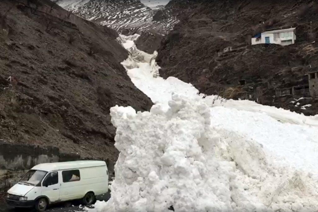 Avalanche hits village in Republic of Dagestan, Russia
