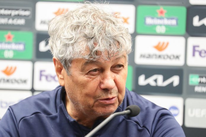 Kyiv's head coach Mircea Lucescu pictured during a press conference of Ukrainian soccer club FC Dynamo Kyiv, Wednesday 24 February 2021 in Brugge. Dyn