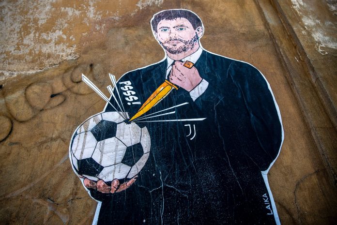 Mural against the formation of the Super League, Rome, Italy - 21 Apr 2021